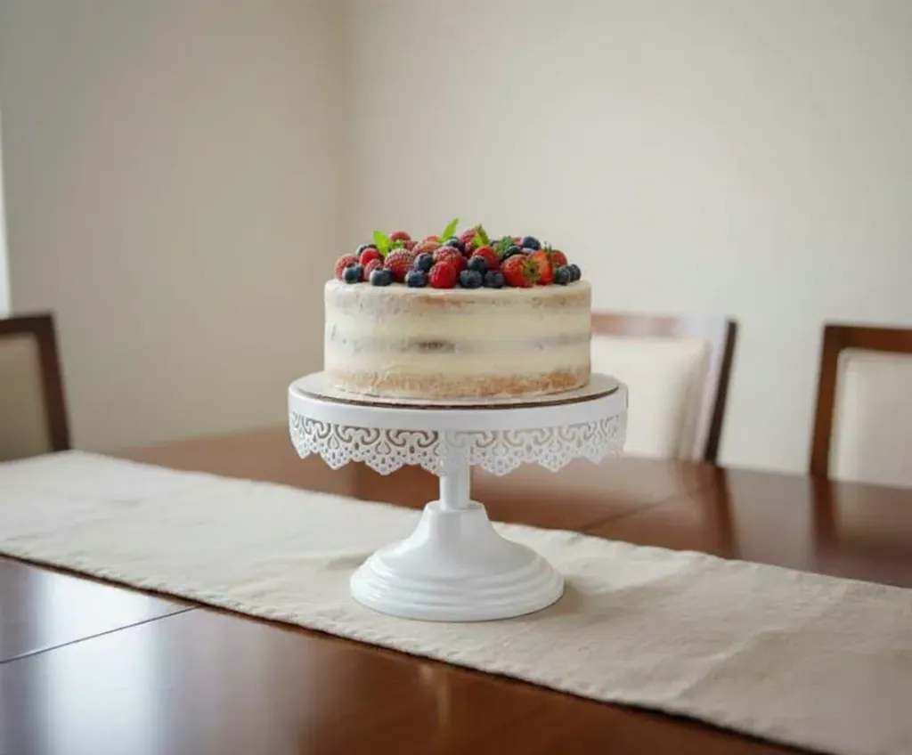 white cake stand